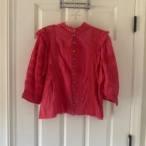 Free people Pink Button-Up Top